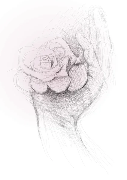 Rose in der Hand — Stockvektor
