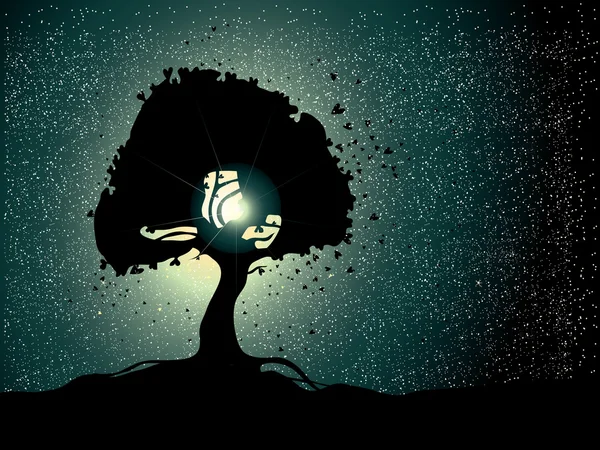 Baum in der Nacht — Stockvektor