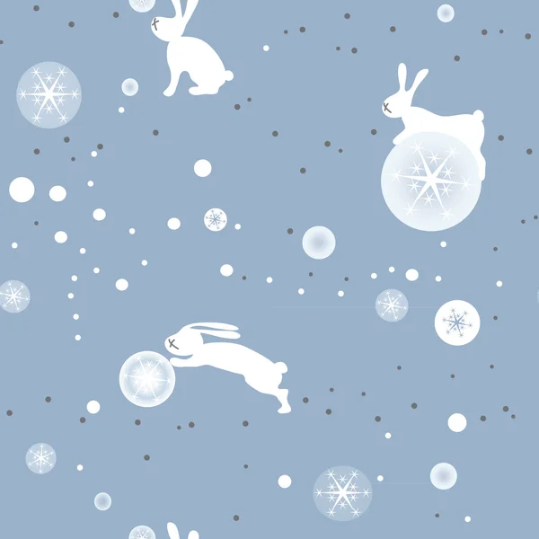 Winter textuur met konijnen — Stockvector