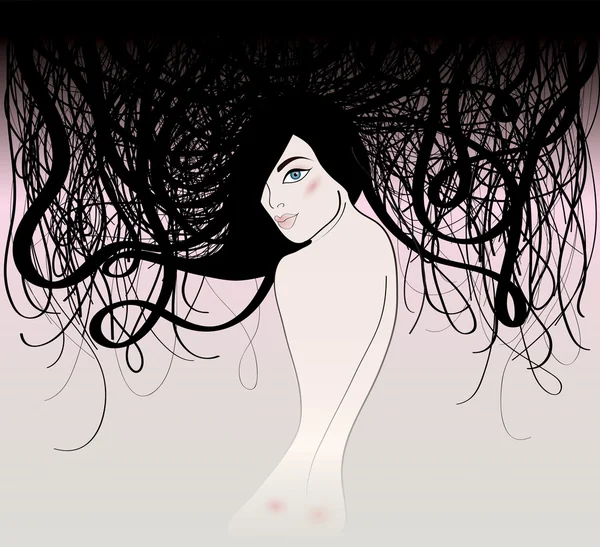Žena s krásnými dlouhými vlasy — Stockový vektor