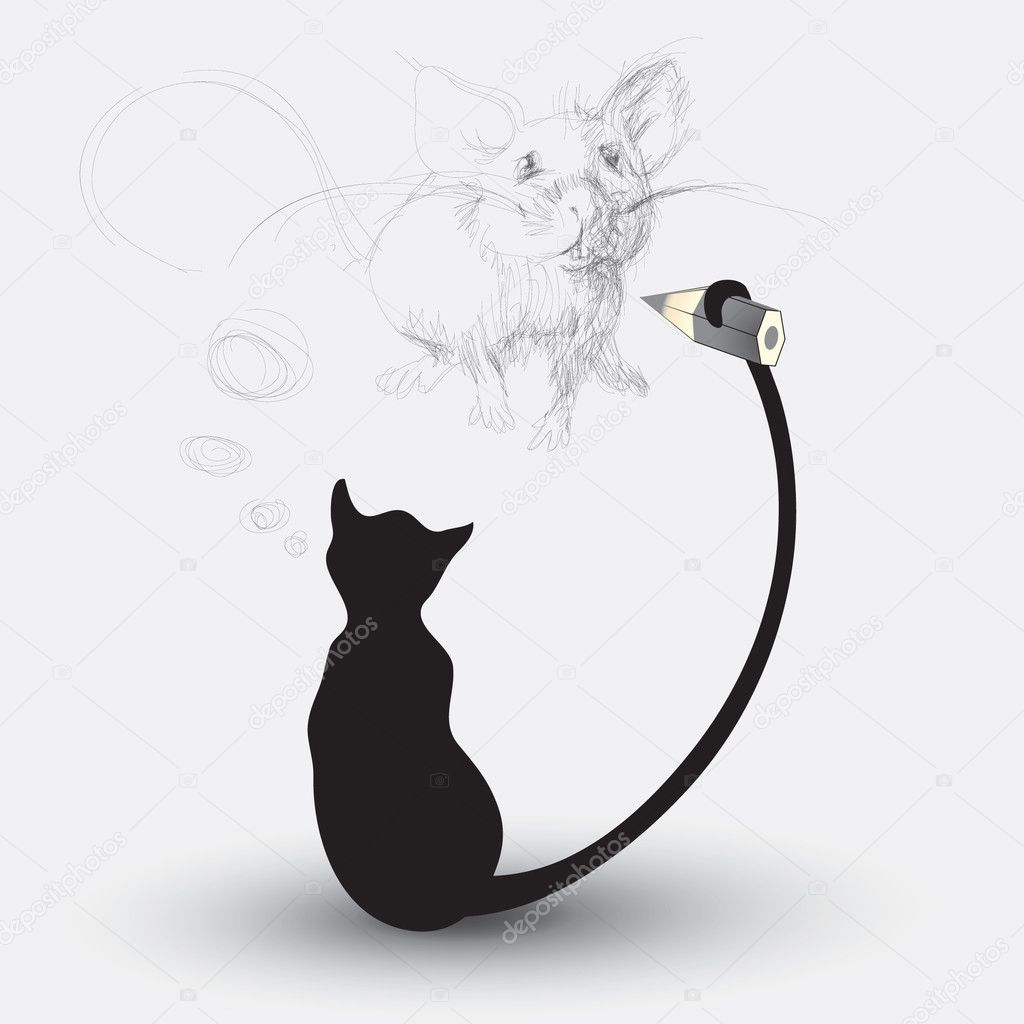 Cat Drawing A Mouse Vector Image By C Muamu Vector Stock