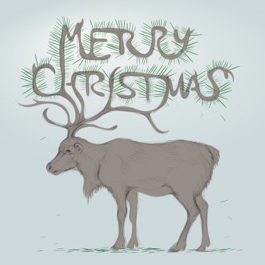 Reindeer / Merry Christmas Card clipart