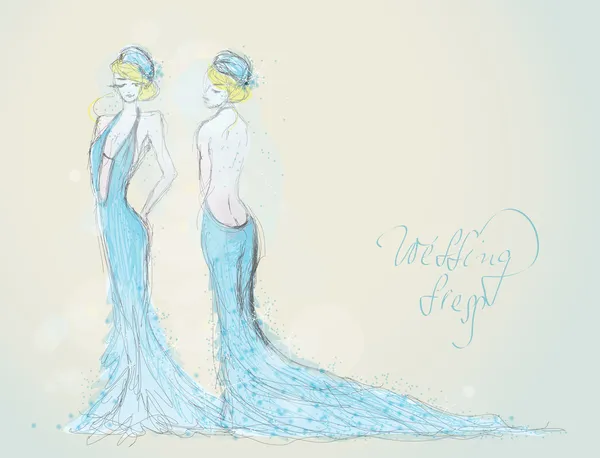 Vestido azul de boda — Archivo Imágenes Vectoriales