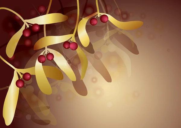 ルビー色の漿果を持つ金ヤドリギ — ストックベクタ