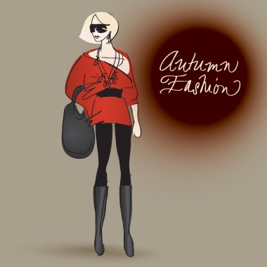 Woman in autumn outfit clipart