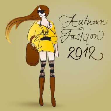 Woman in autumn outfit clipart