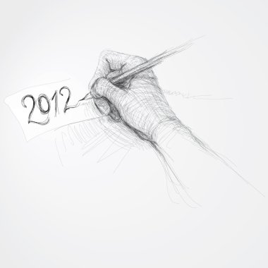 Hand writes “2012” / realistic sketch clipart