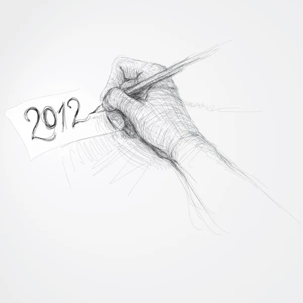 Мбаппе пишет "2012" / реалистичный скетч — стоковый вектор