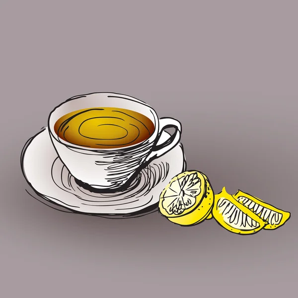 Šálek čaje s citronem — Stockový vektor