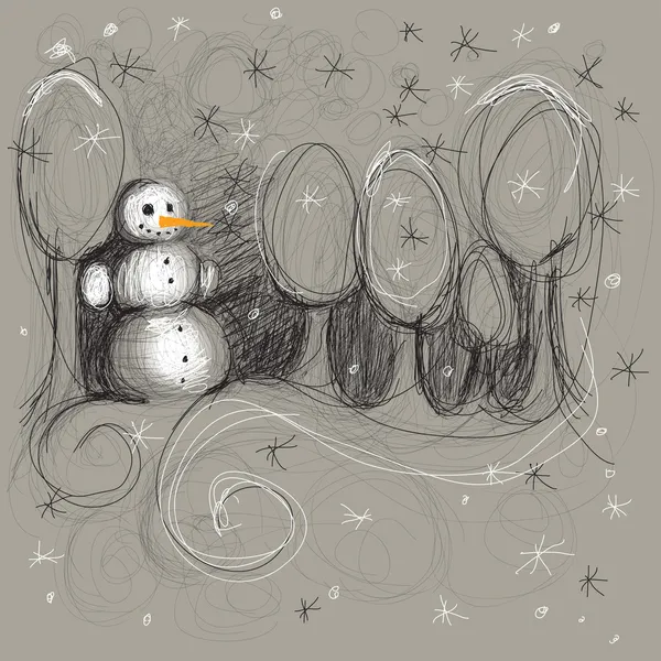 Намальований сніговик на папері — стоковий вектор