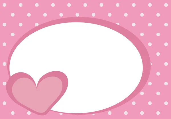 Carino cuore rosa con pois e sfondo bianco, illustrazione vettoriale — Vettoriale Stock
