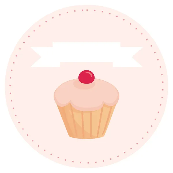 Dolce cupcake retrò con posto bianco per il vostro testo vettoriale illustrazione — Vettoriale Stock