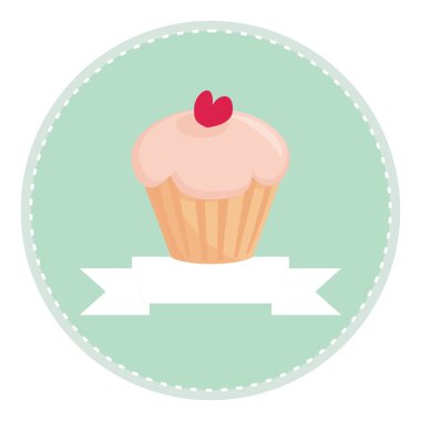 Vector sweet retro cupcake button with white place for your text