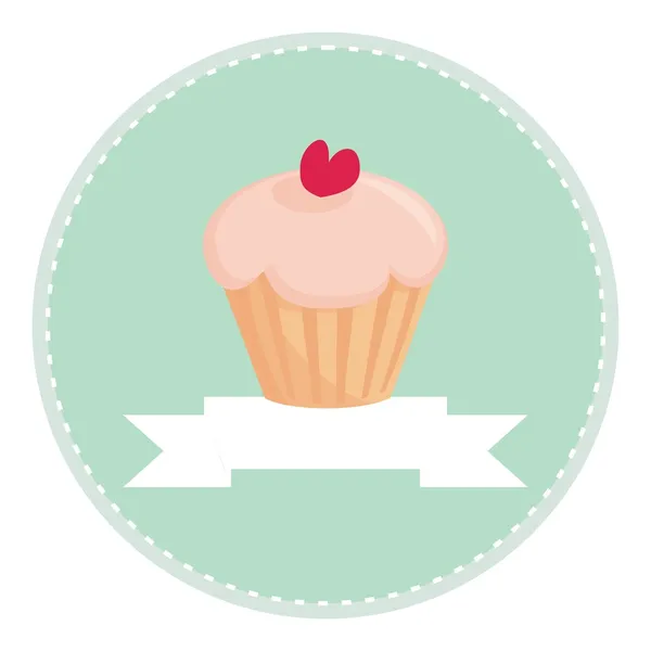 Vector sweet retro cupcake button with white place for your text — Stock Vector