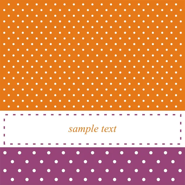 Orangefarbene und violette Vektorkarte oder Einladung mit Tupfen — Stockvektor