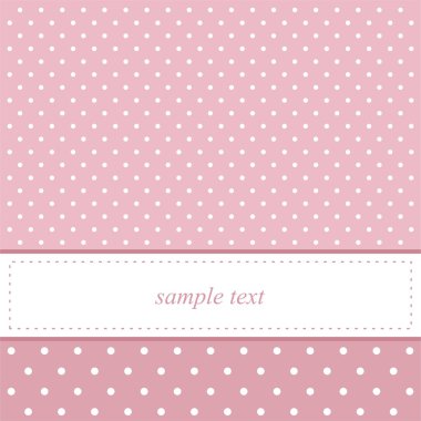 Pink vector wedding card or baby shower invitation with polka dots clipart