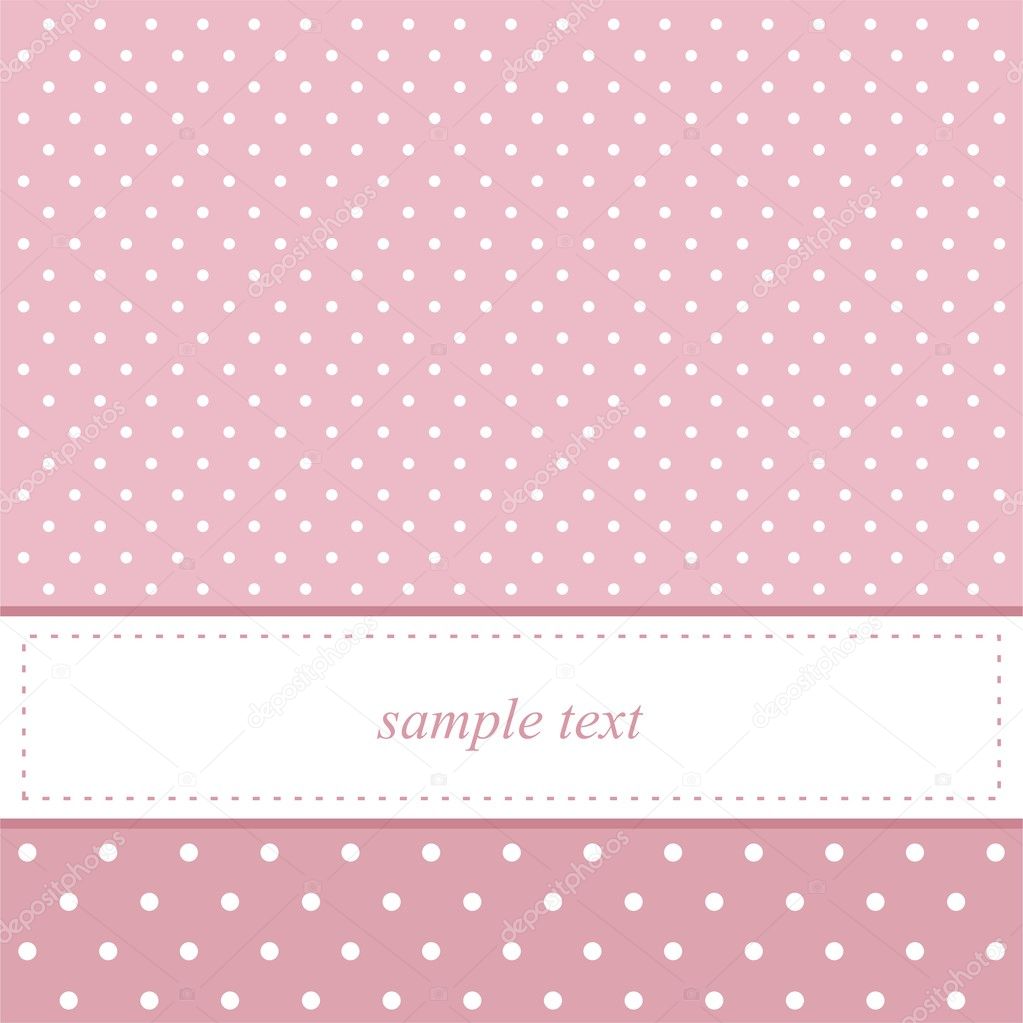 Pink vector wedding card or baby shower invitation with polka dots