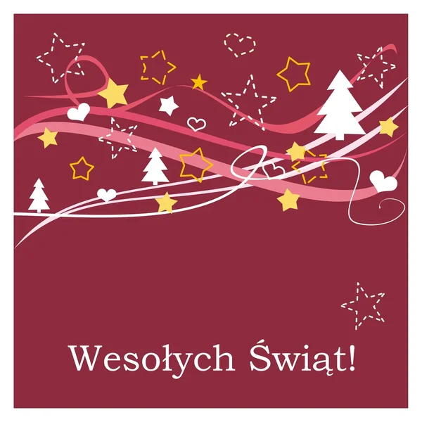 Красная векторная рождественская открытка с пожеланиями на польском — стоковый вектор