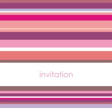 Vector invitation card with horizontal pink and violet bars clipart