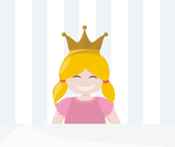 Little pampered blond princess with golden crown — Stock Vector