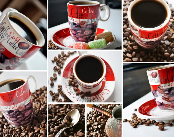 Caffè tempo collage — Foto Stock