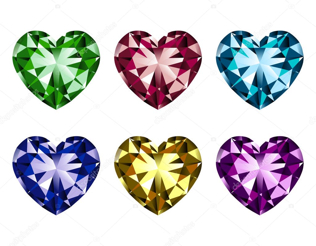 Heart-shaped gems set — Stock Vector © luckymonkey #7588595