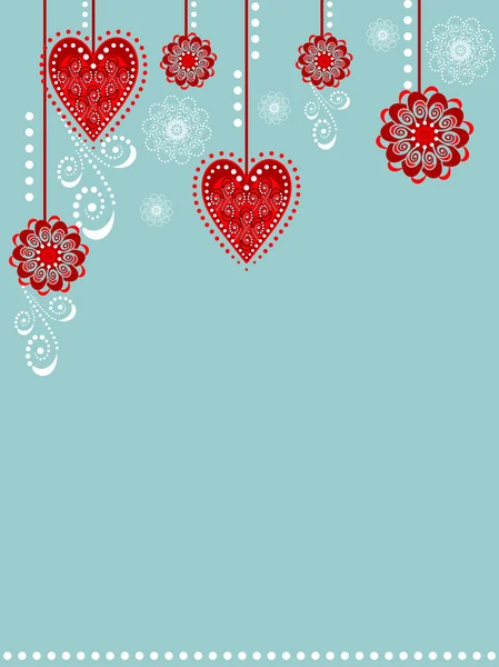 Background with hearts and flowers — Stock Vector