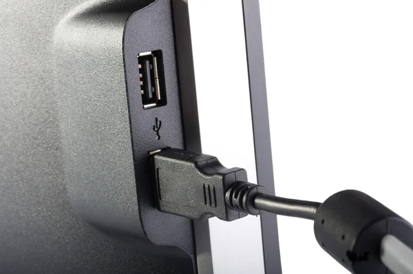 USB-Kabel wird angeschlossen — Stockfoto