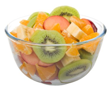 Fruit salad in glass bowl clipart