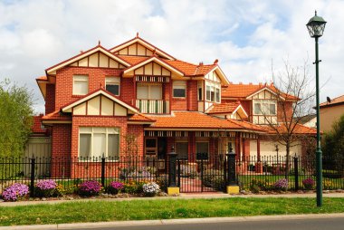 Beautiful two story brick home clipart