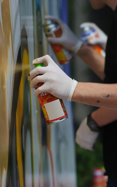 stock image Graffiti artists with spray cans