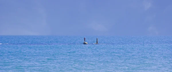Человек один в море — стоковое фото