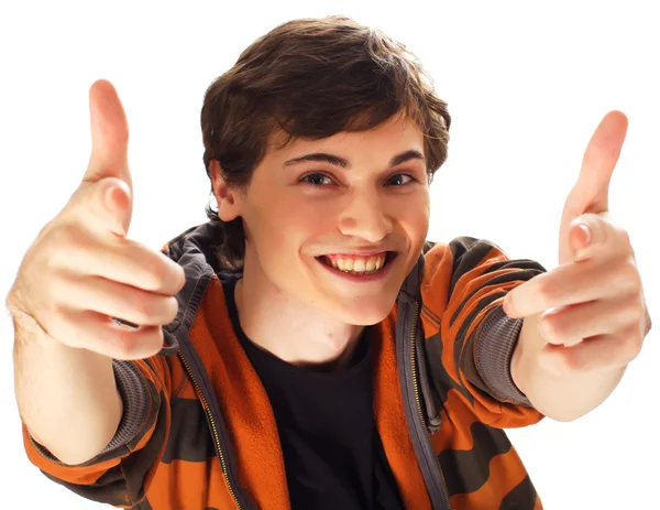 Young man pointing at you with both his hands — Stock Photo, Image