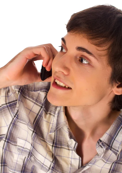 Jovem falando telefone celular — Fotografia de Stock