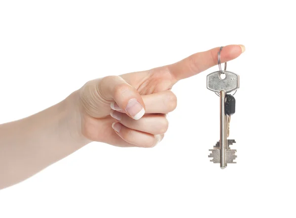 Kvinna hand massa nycklar — Stockfoto