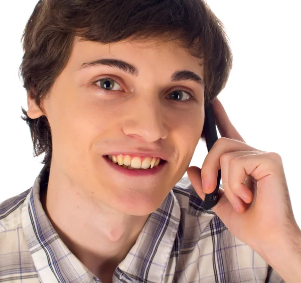 Young man having phone conversation — Stock Photo, Image
