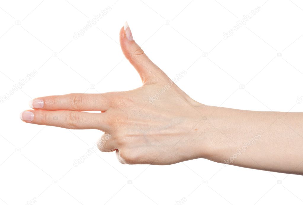 Woman hand gun gesture