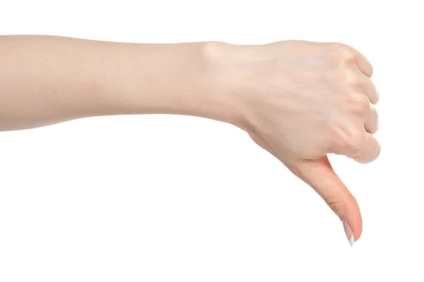 Жінка рука з великим пальцем вниз — стокове фото