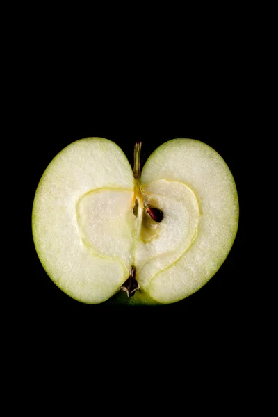 Grönt äpple halv skiva — Stockfoto