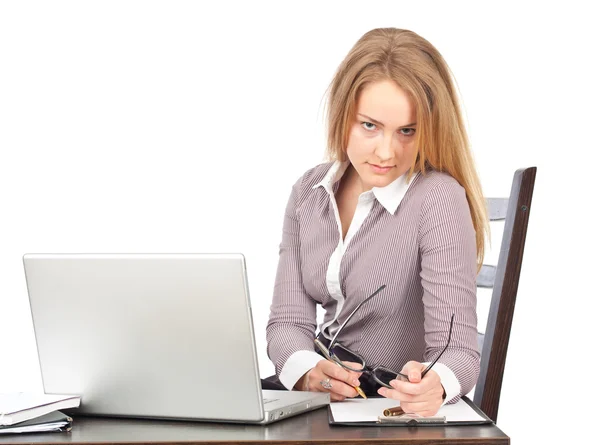 Young business woman executive with laptop — Stock Photo, Image