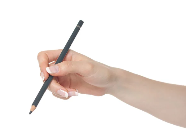 Femme main avec écriture au crayon — Photo