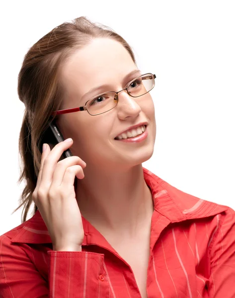 Happy businesswoman on phone — Stock Photo, Image