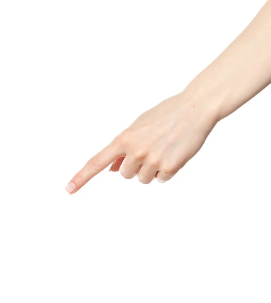 Kvinna hand pekar nedåt — Stockfoto
