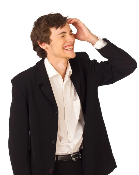 Young business man laughs — Stock Photo, Image