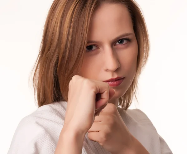 Young girl in fighting pose — Stock Photo, Image
