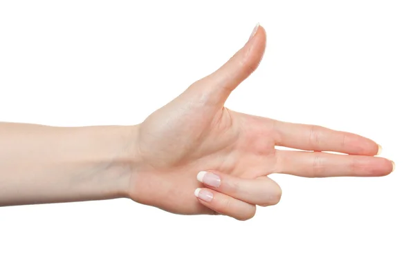 Woman hand pointing right — Stock Photo, Image