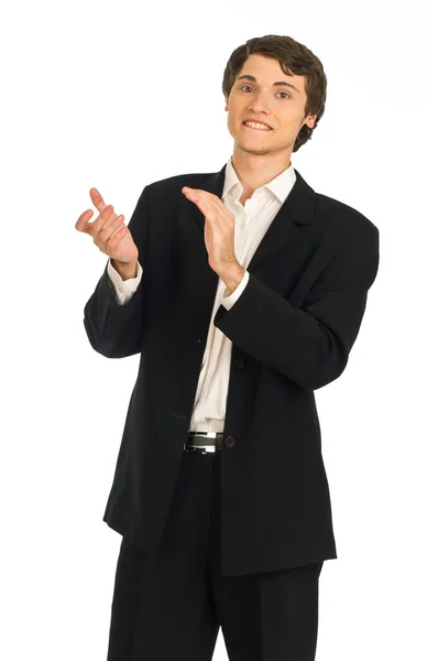 Young business man applauds — Stock Photo, Image