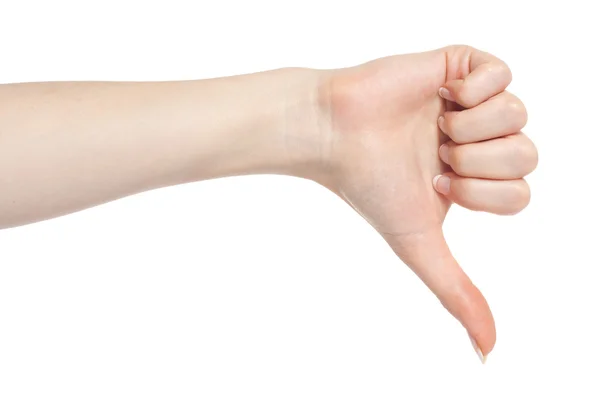 Женская рука с опущенным пальцем — стоковое фото