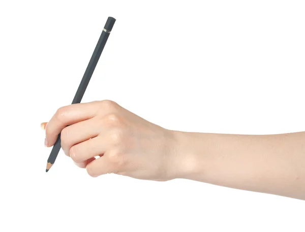 女人手用铅笔书写的文字 — 图库照片