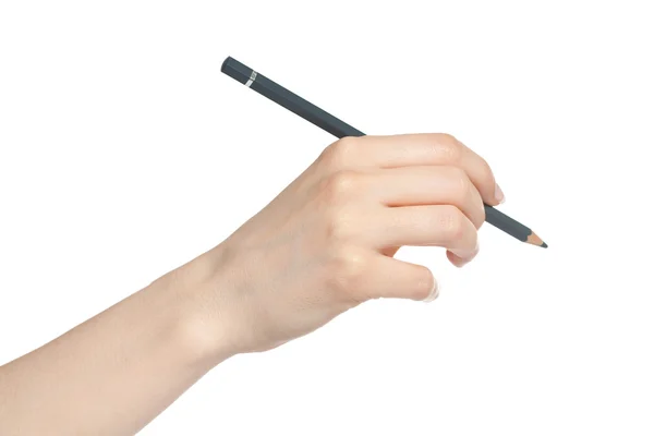 Mulher mão com escrita a lápis — Fotografia de Stock